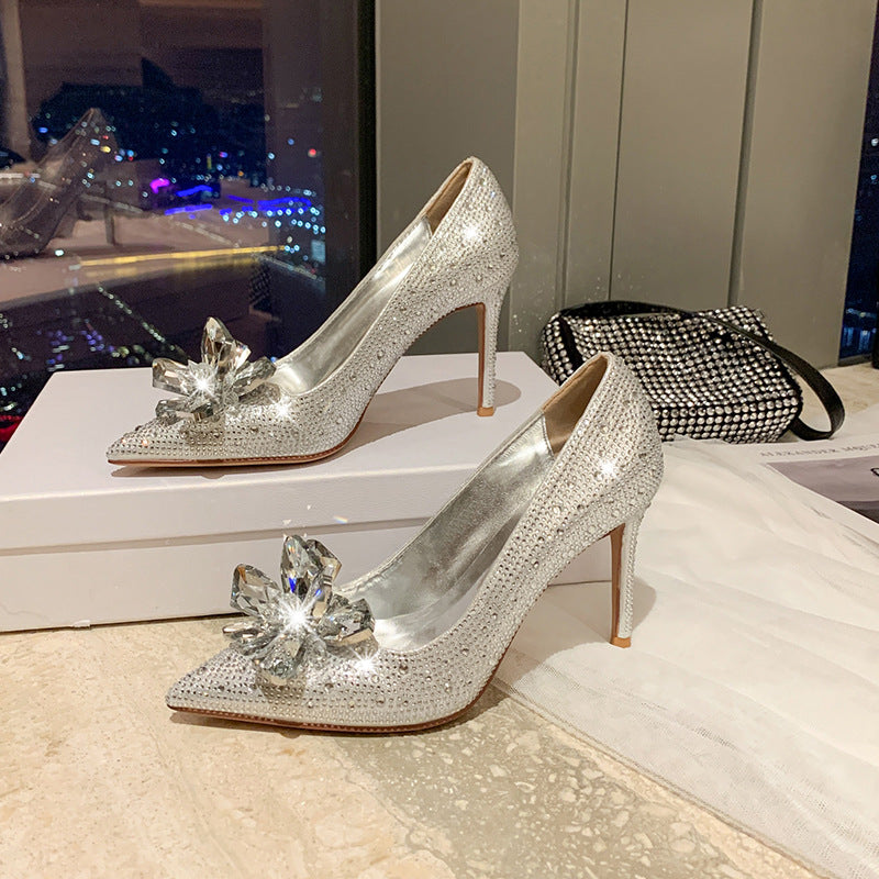 Women's Pointed Toe Low-cut Rhinestone Plus Size Women's Shoes