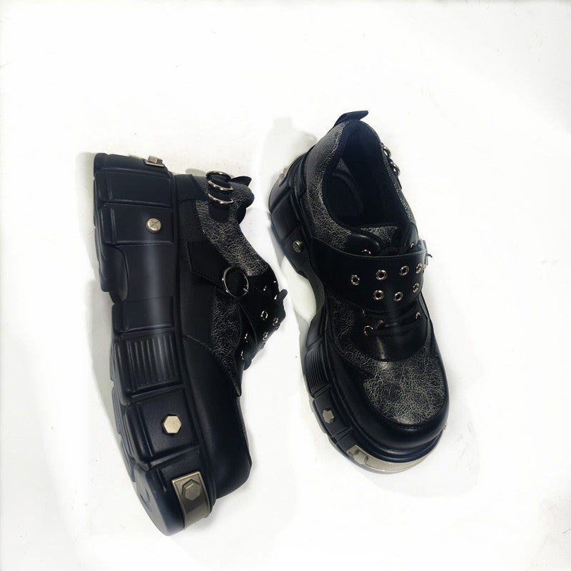 Platform Niche Design Denim Pumps Trendy Leather Shoes