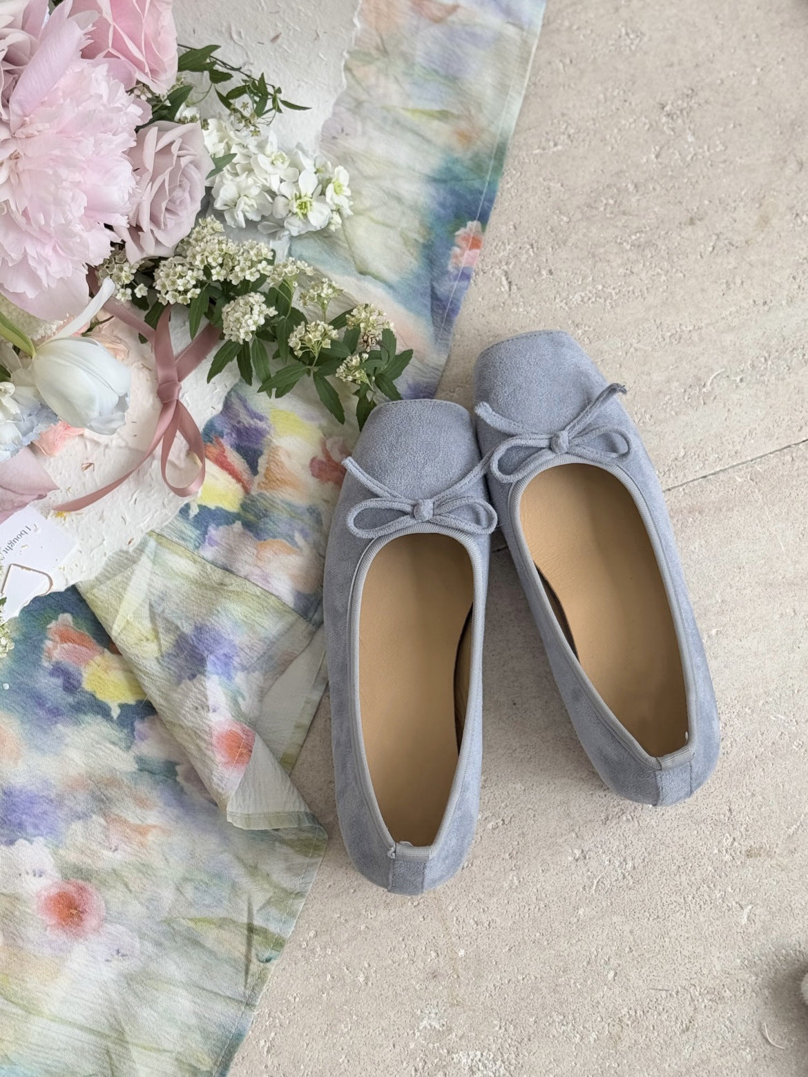 Women's Flat Suede Pumps Spring French Gentle Fairy Lady Heels