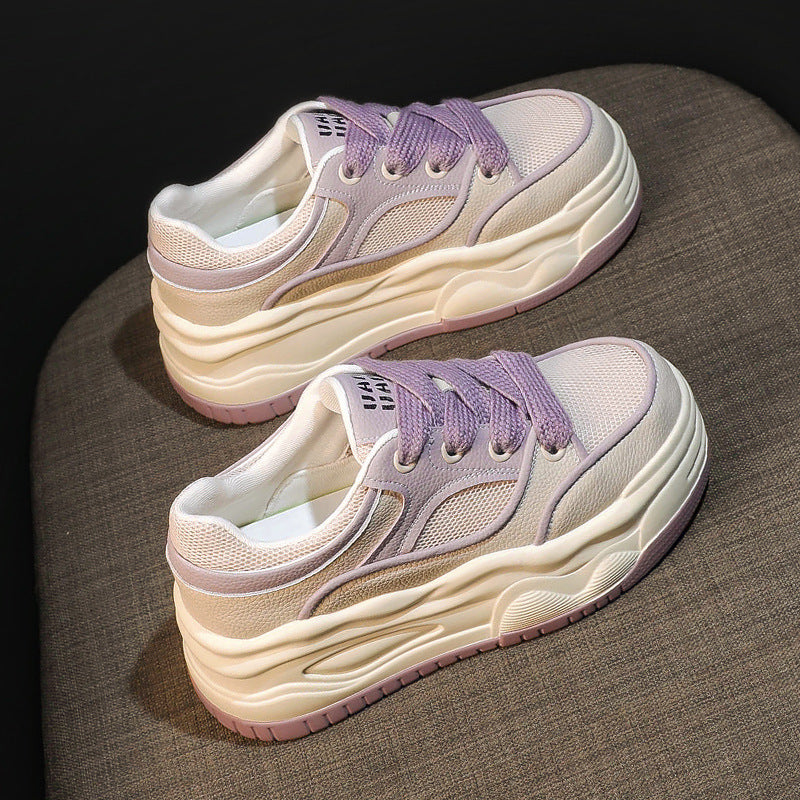 Women's Hidden White Small Spring Fashionable Genuine Sneakers