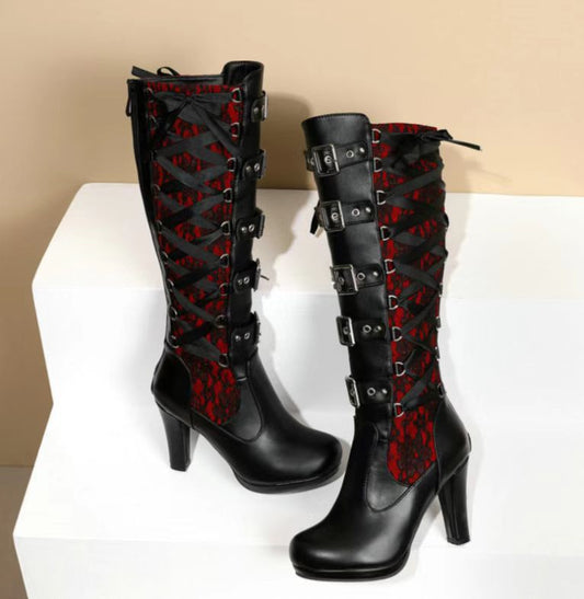 Women's High Rivet Chunky Plus Size Boots