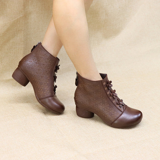 Ethnic Style Chunky Ankle Soft Soled Women's Shoes