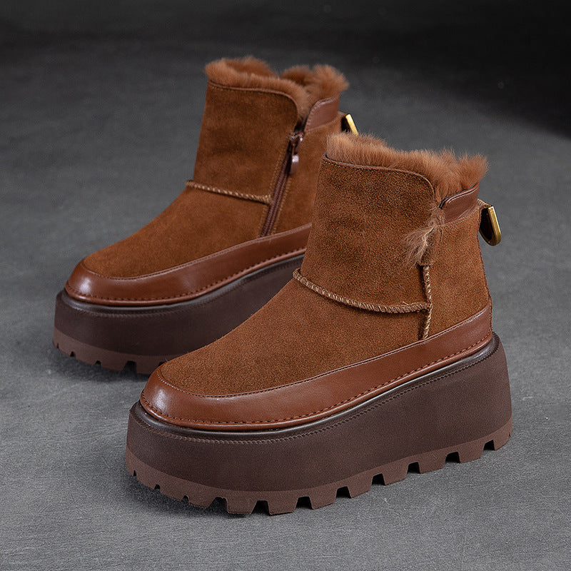 Women's Shu Dong Platform Fleece-lined Warm Side Zipper Snow Boots