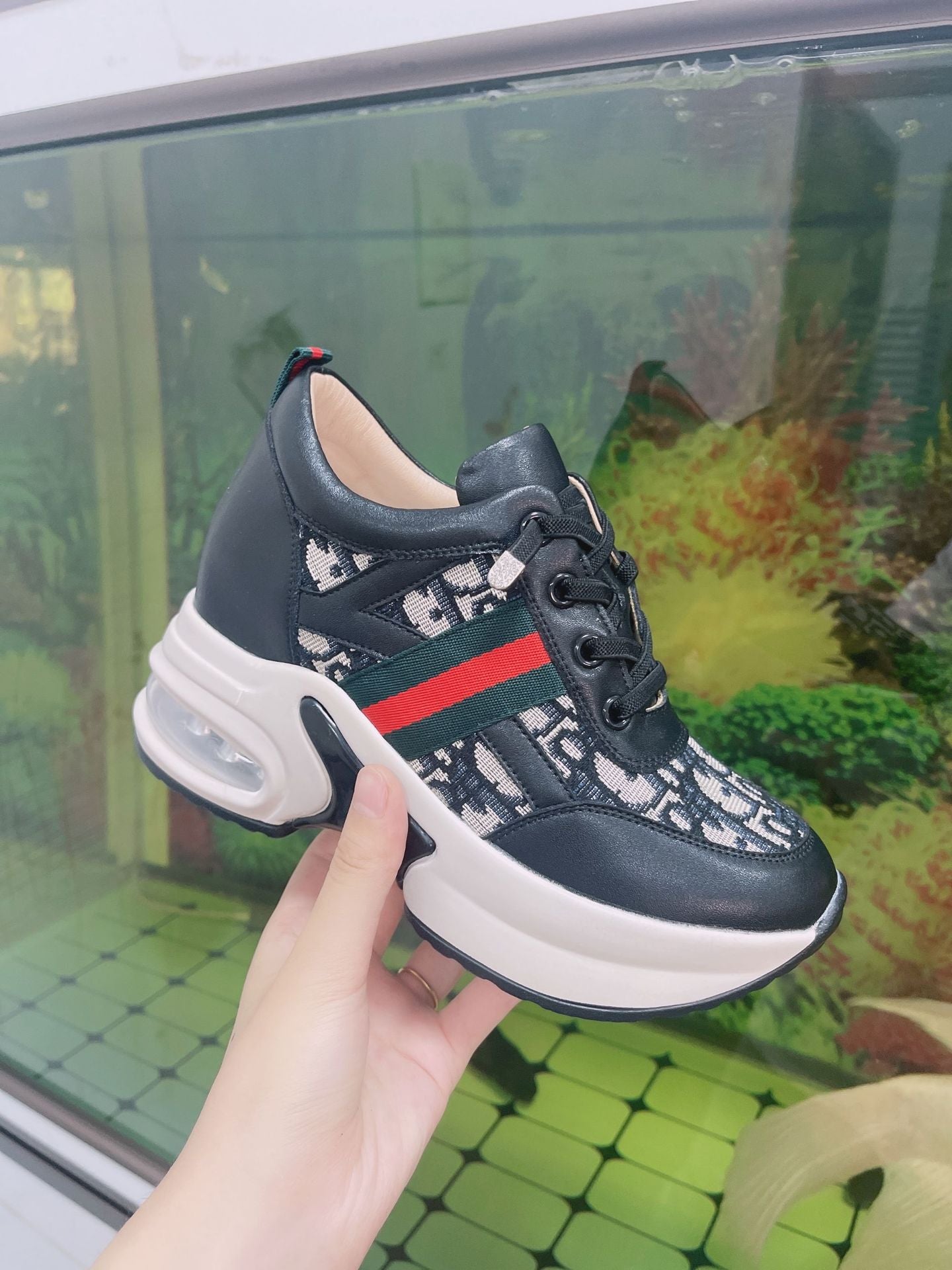 Women's Hidden White Breathable Small Platform Dad Casual Shoes