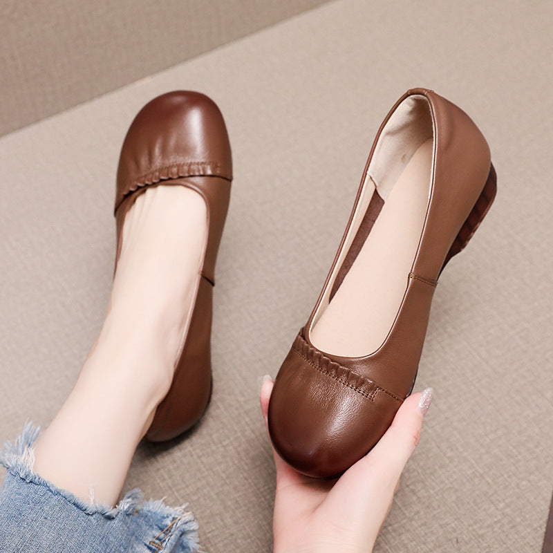 Women's Genuine Shallow Mouth Flat Plus Size Round Toe Casual Shoes