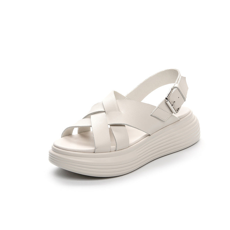 Women's Flat Mid Open Toe Thick-soled Platform Women's Shoes