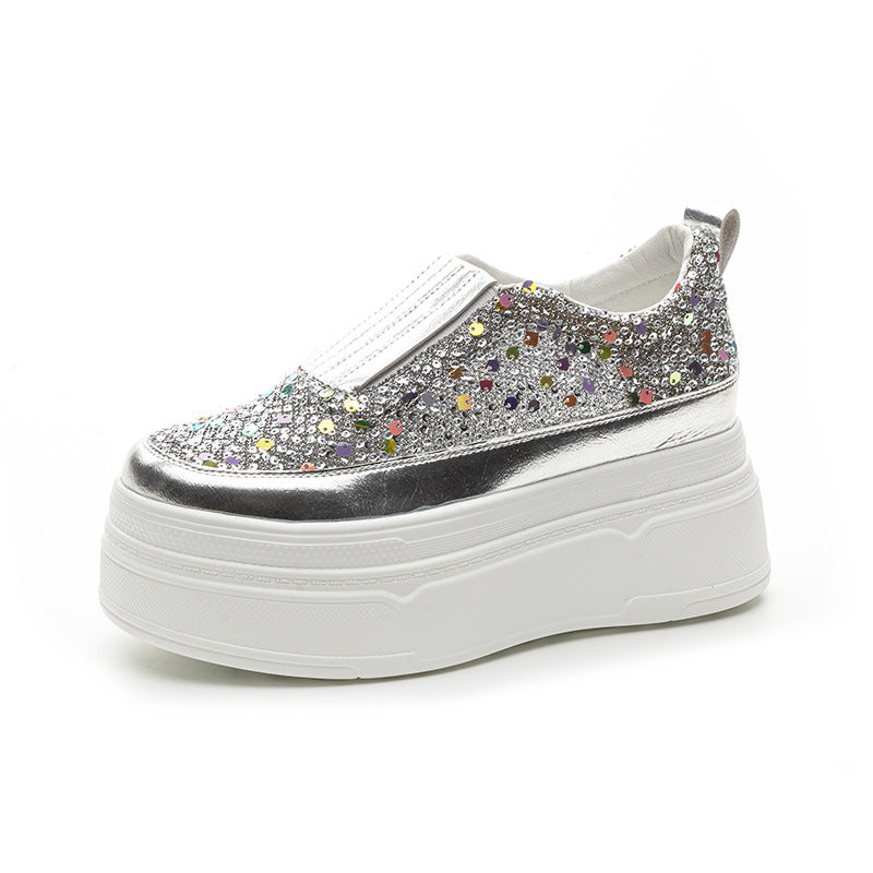 Women's Mesh Surface Platform Summer Small Height Increasing Insole Breathable White Women's Casual Shoes