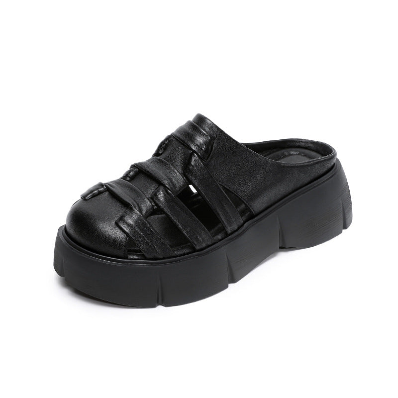 Women's Bottom For Outdoors Summer Genuine Weaving Slippers