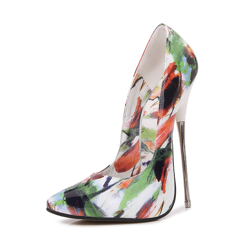 Women's Sexy Nightclub Metal Stiletto High Shallow Women's Shoes