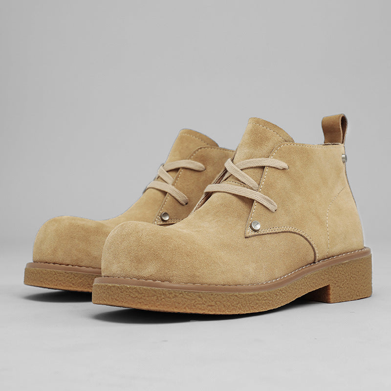 Round Head Leisure Platform Big Derby Leather Shoes