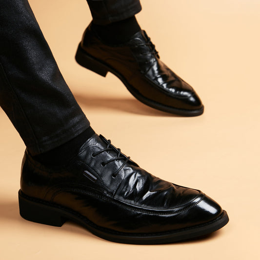 Men's British Sheepskin Business Suit Derby Support Leather Shoes