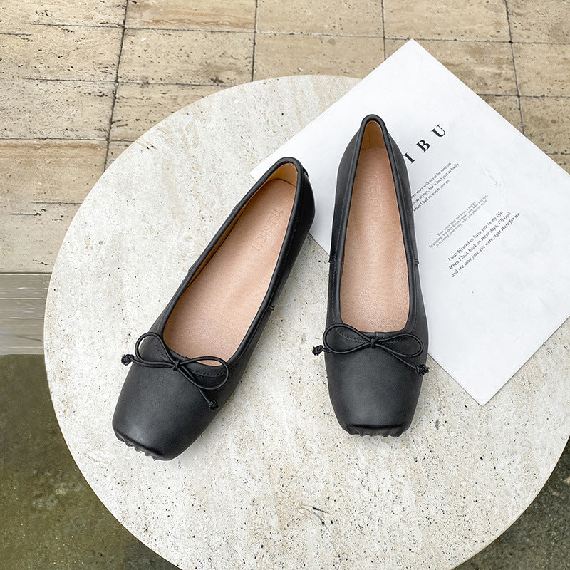 Women's French Style Retro Low Pumps Summer Square Head Casual Shoes