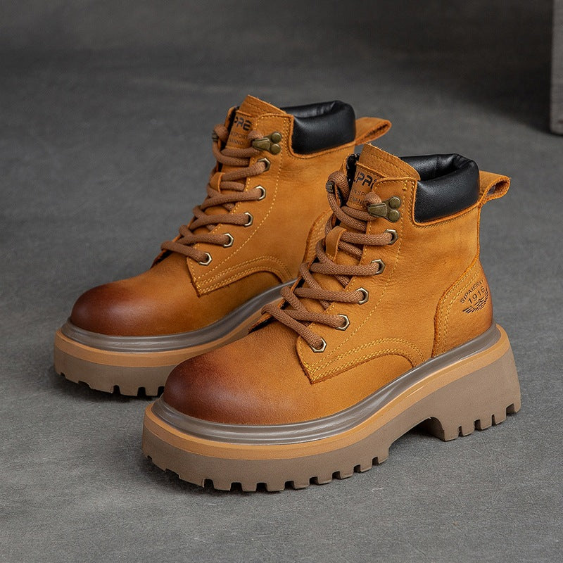 Women's Shu Retro Fashion Polished Platform Martin Boots