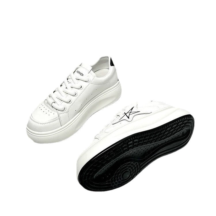 Women's White Sports Platform Height Increasing Bread Niche Women's Board Shoes