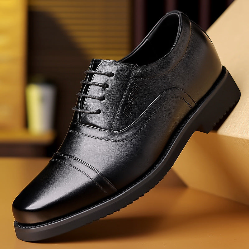 Men's Height Increasing Insole Pointed Toe Shiny Patent Business Formal Leather Shoes