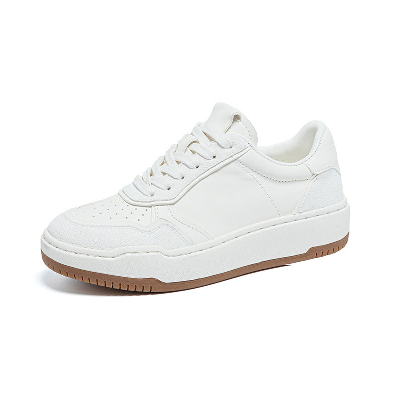 Women's Washed Horse White Autumn Sheepskin Couple Genuine Sneakers