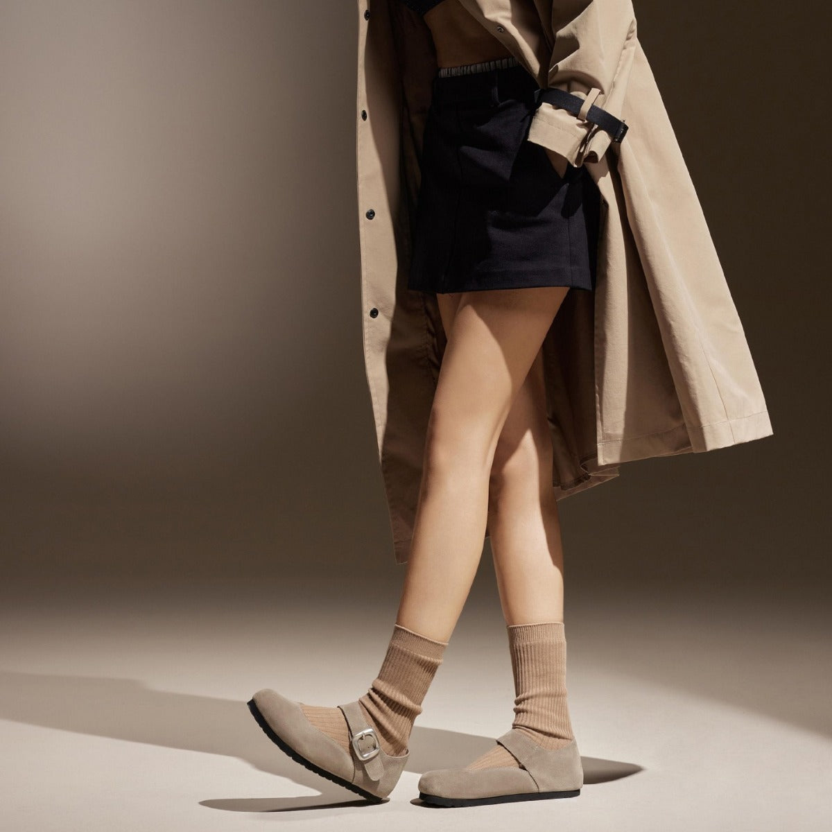 Women's Cow Suede Mary Jane Autumn Big Head Casual Shoes