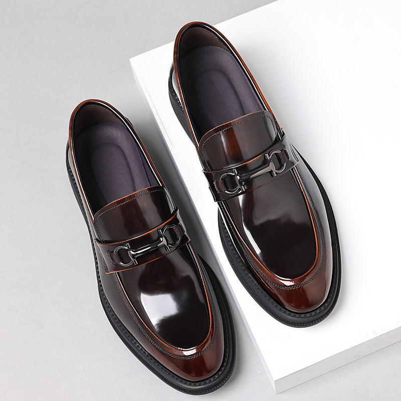 Men's Slip-on Genuine Cover Foot Cowhide Breathable Business Casual Shoes