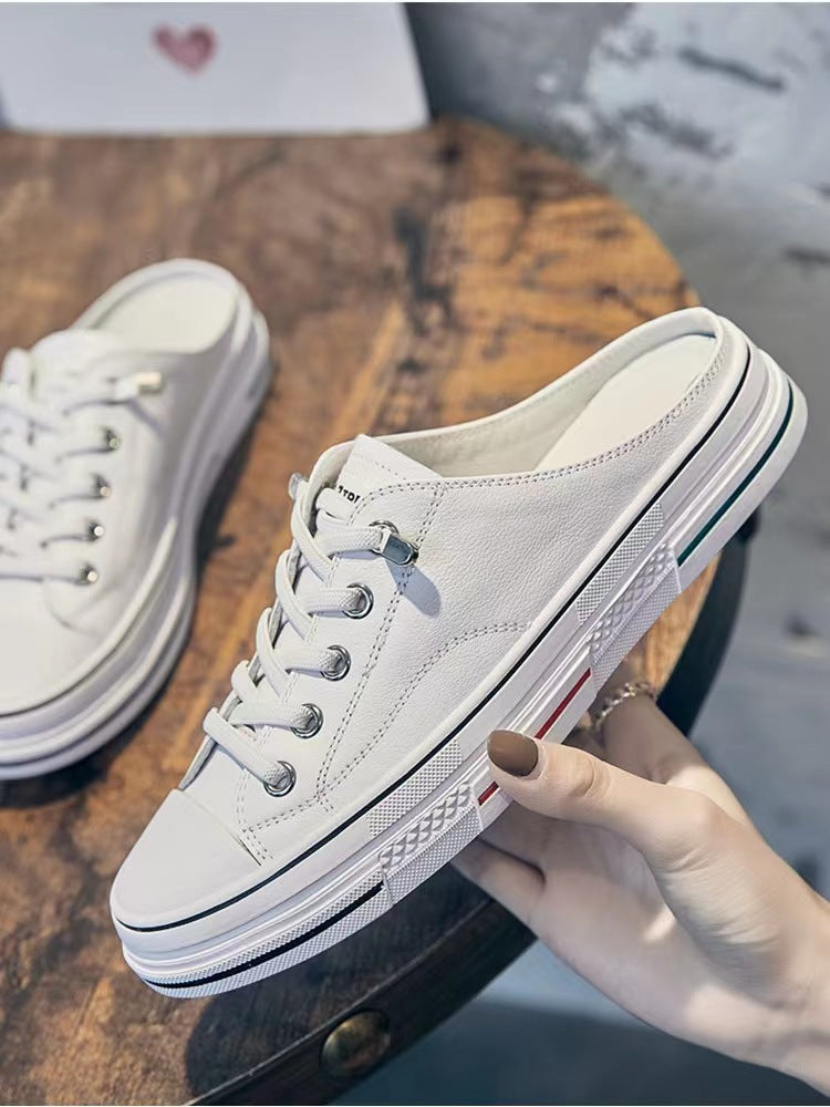 Women's First Layer Cowhide Easy Wear Summer Breathable Skateboard Flat Slippers