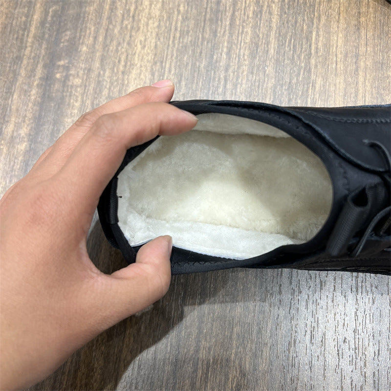 Men's Sheep Fur Integrated Dad Twisted Winter Warm Slip-on Soft Snow Boots