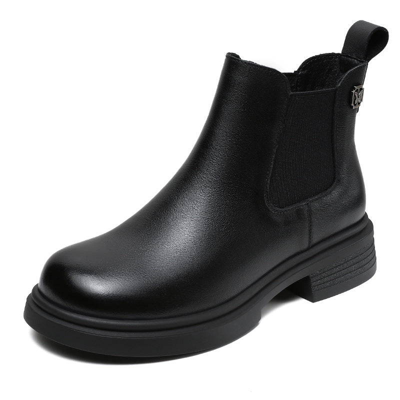 Temperament Commuter Genuine Booties Versatile Slip-on Boots