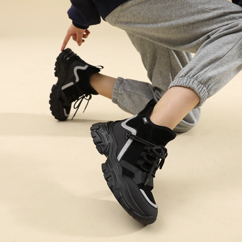 Women's Warm Platform Dad Winter Fleece-lined Bag Sneakers
