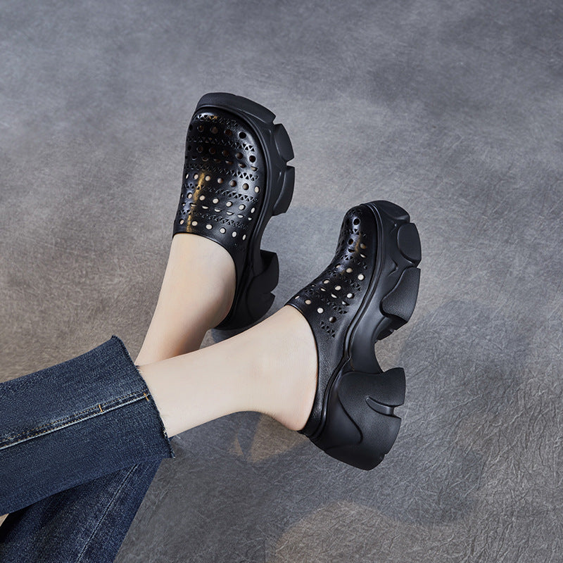 Women's Chunky Platform Summer Hollow Hole Muller Slippers