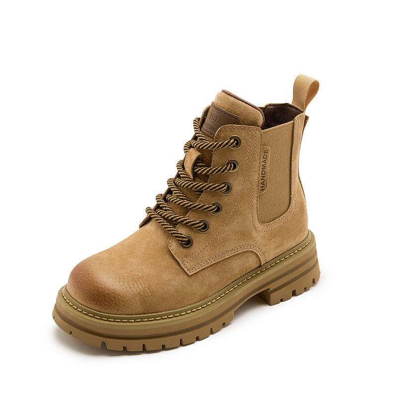 Women's Style Martin Thick Bottom Height Increasing Insole Slimming Veet Boots