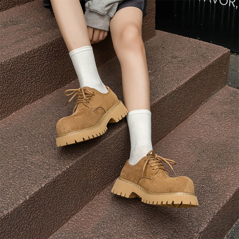 Men's Derby Vintage Platform Height Increasing Breathable Leather Shoes