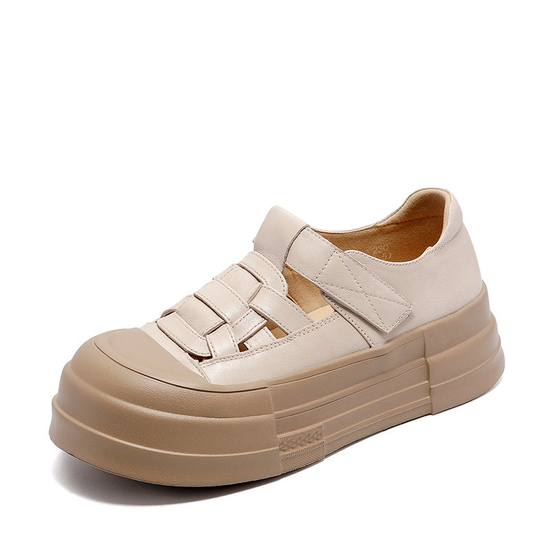Women's Cap Hollow First Layer Cowhide Pitcher Sandals