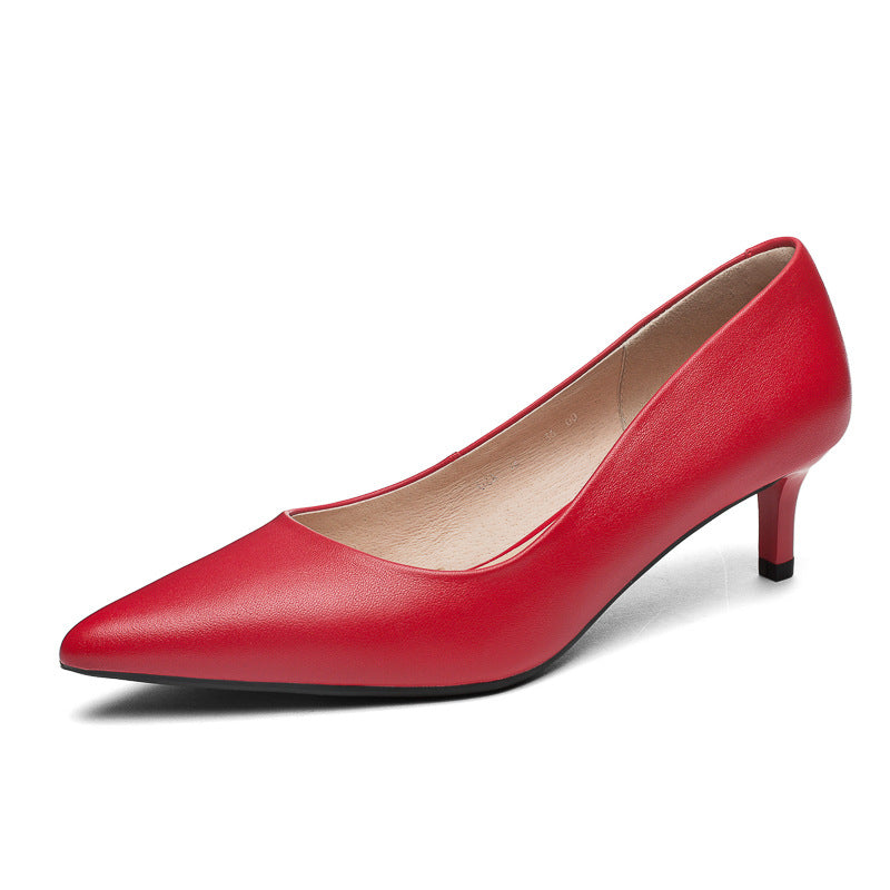 Women's Genuine Professional Red High Pointed Toe Fine With Women's Shoes