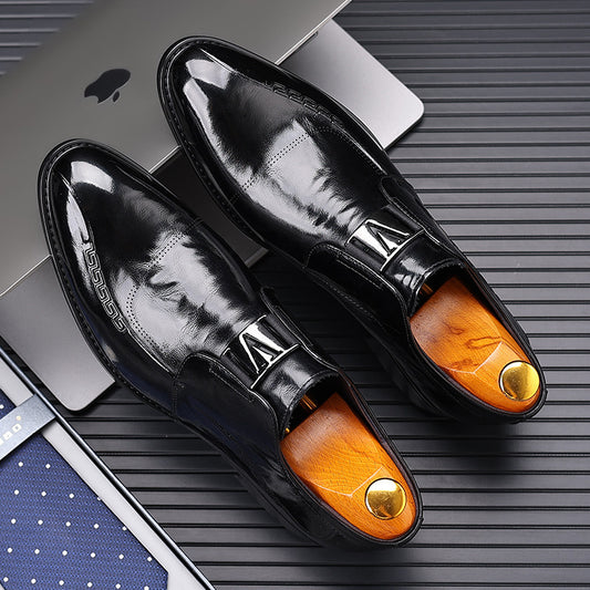 Men's Layer Cowhide Business Formal Wear Breathable Leather Shoes