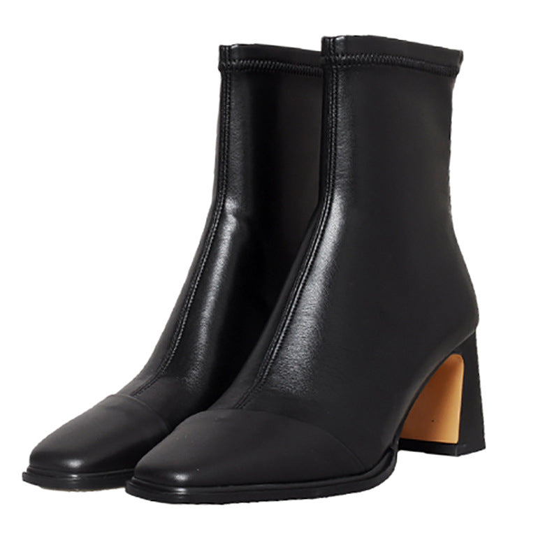 Women's Skinny Martin Temperament Western Style Square Heels