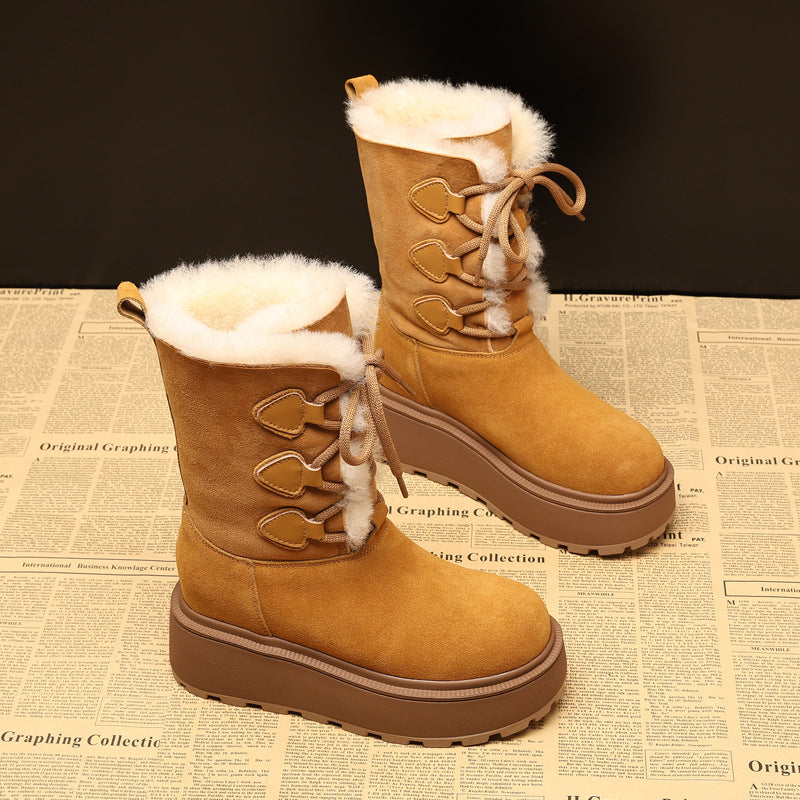 Increasing Insole Thick Bottom Fleece-lined Warm Snow Boots