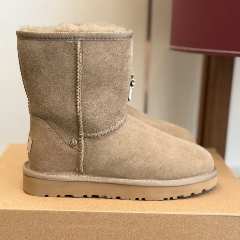 Women's & Men's Cross Fur Integrated Cotton Plus Veet Women's Snow Boots