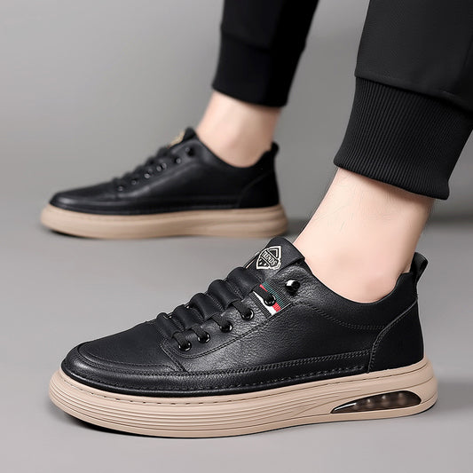 Men's Cowhide Trendy Thick Bottom Breathable Sports Sneakers