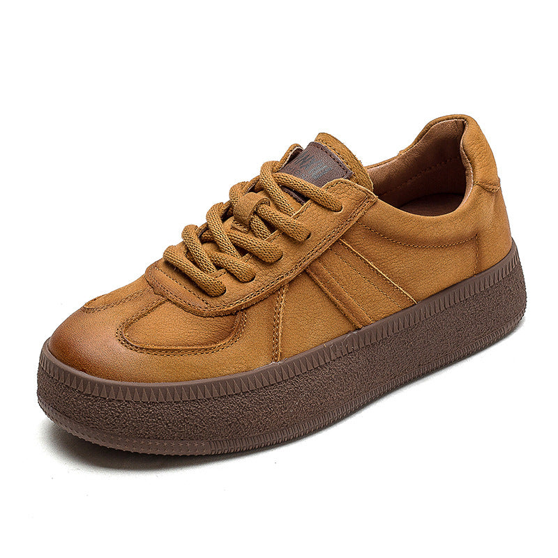 Women's Front Pumps First Layer Cowhide Retro Casual Shoes