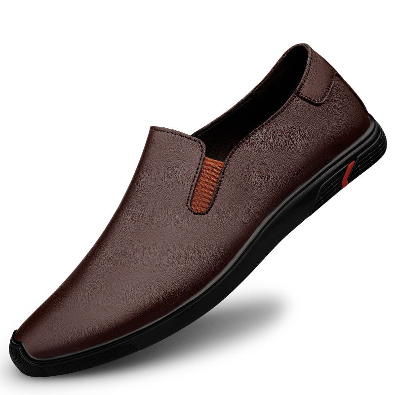 Men's Cowhide Breathable Soft Bottom Slip-on Lazy Leather Shoes