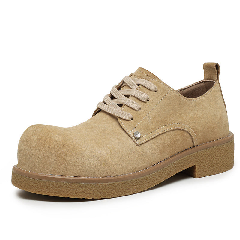 Round Head Leisure Platform Big Derby Leather Shoes