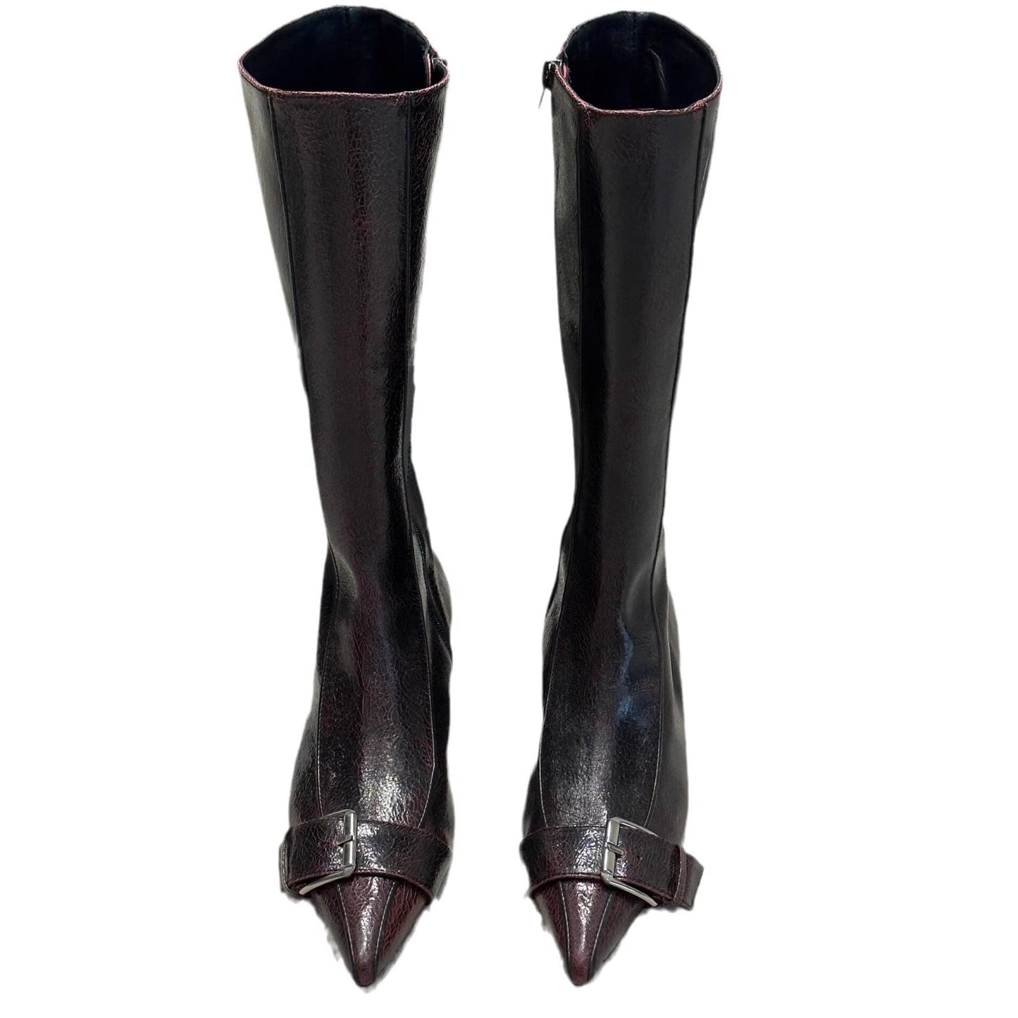 Women's Slimming Versatile Fashionable Niche Retro Pointed Toe Chunky Belt Women's Shoes