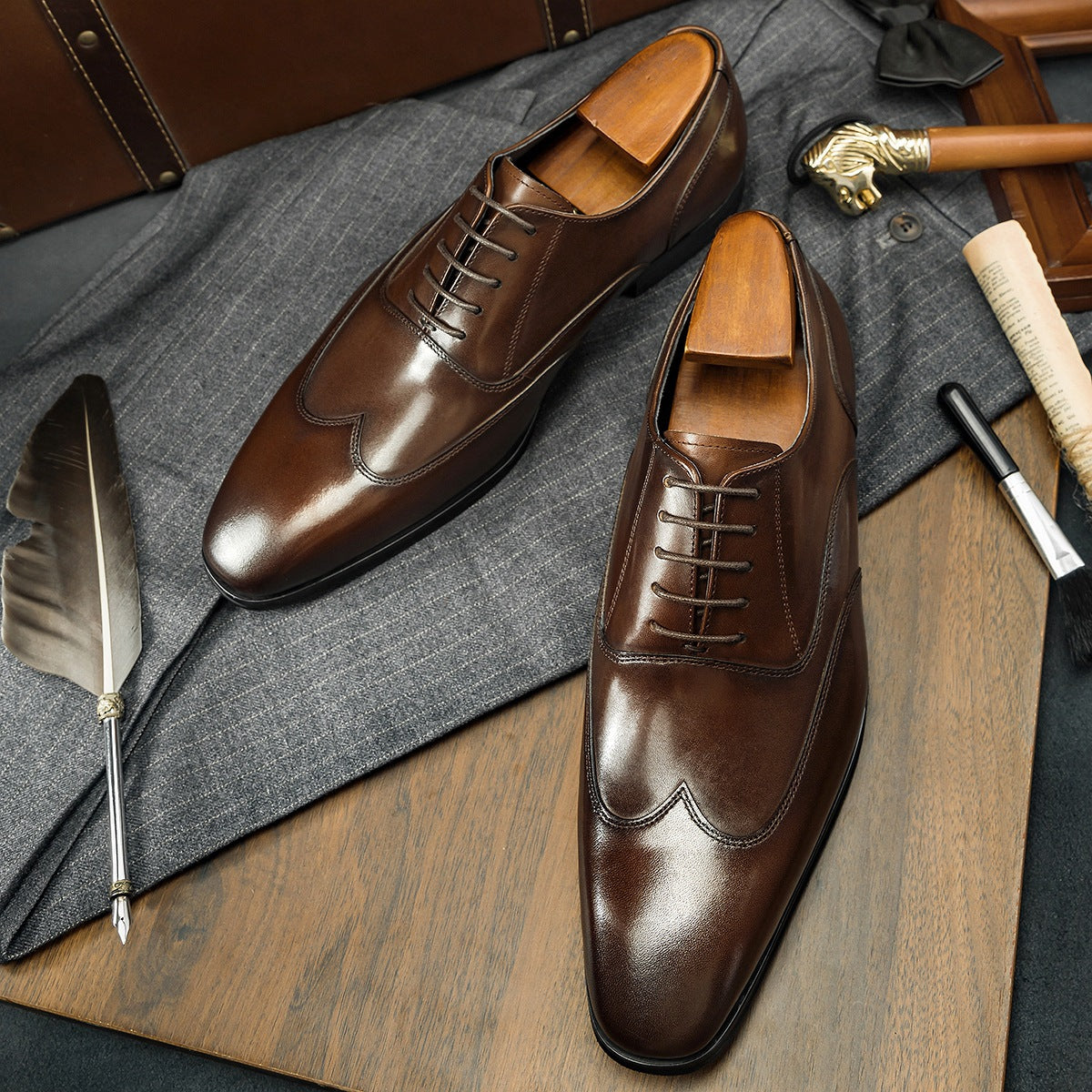Men's Oxford Business Formal Square Toe Korean Leather Shoes