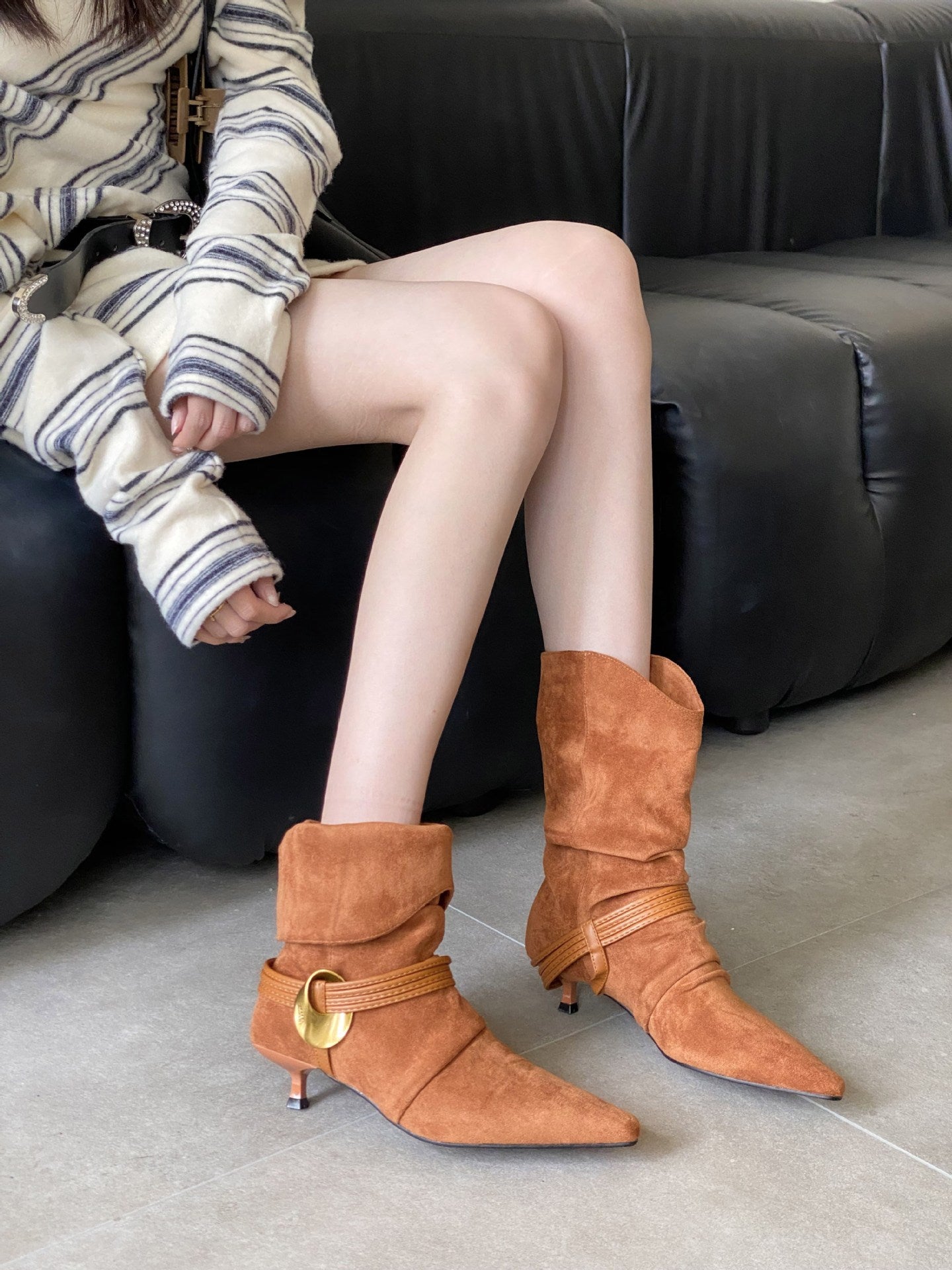 Women's Stiletto Temperament Slimming French Fashion Sexy Beautiful Women's Leather Boots