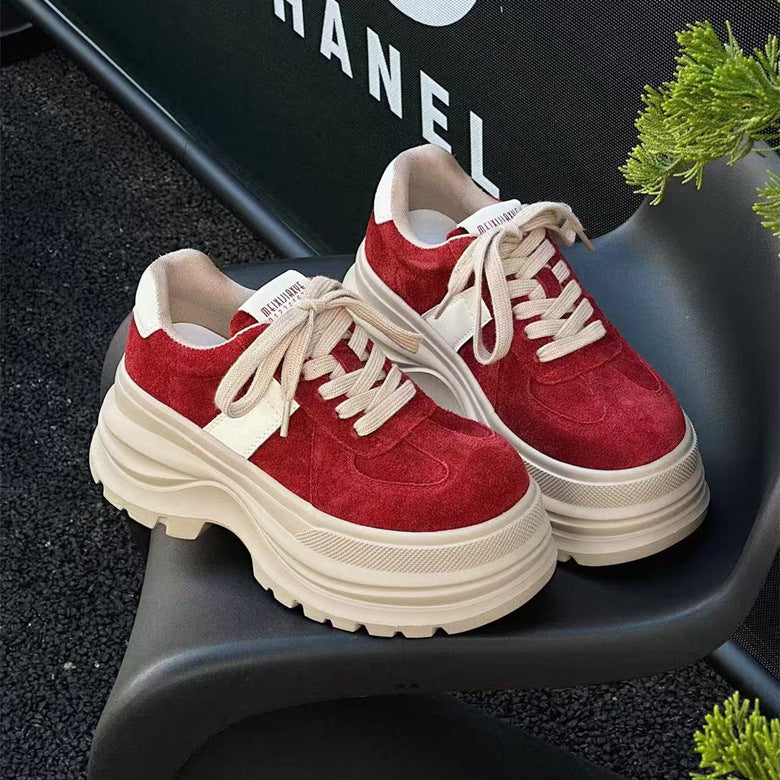 Women's Top Layer Frosted Autumn Comfortable Platform Elevator Women's Board Shoes