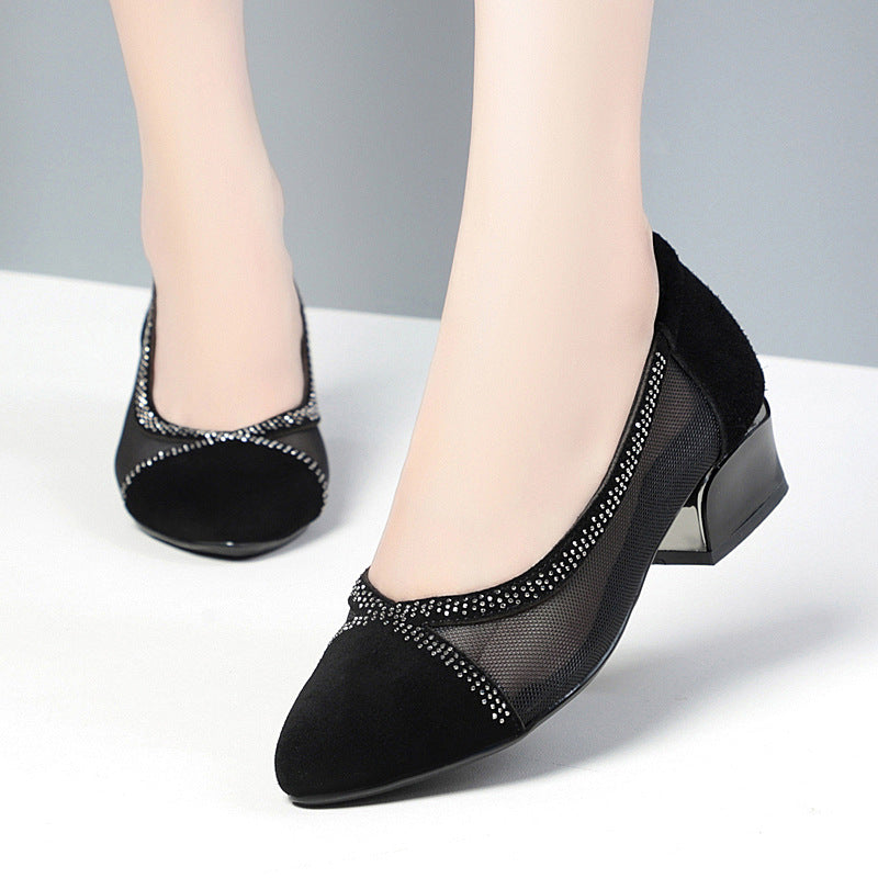Women's Single Mid Perforated Breathable Mesh Surface Casual Shoes