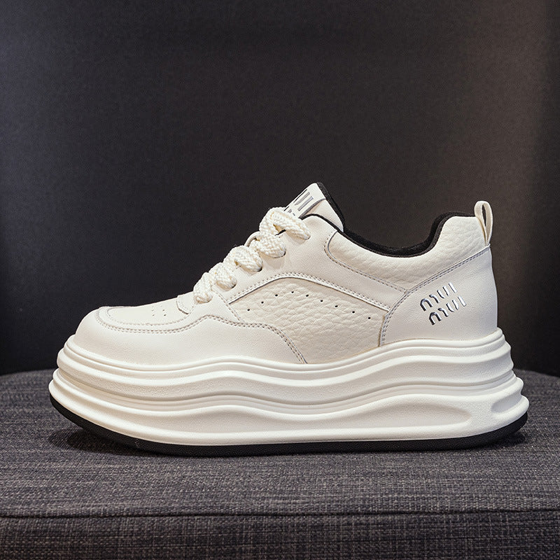 Women's White Spring Versatile Platform With Hidden Women's Casual Shoes