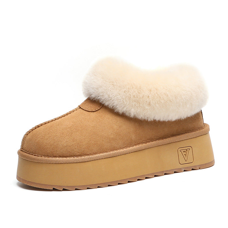 Women's Sheepskin Fur Thick Bottom Short Winter Snow Boots