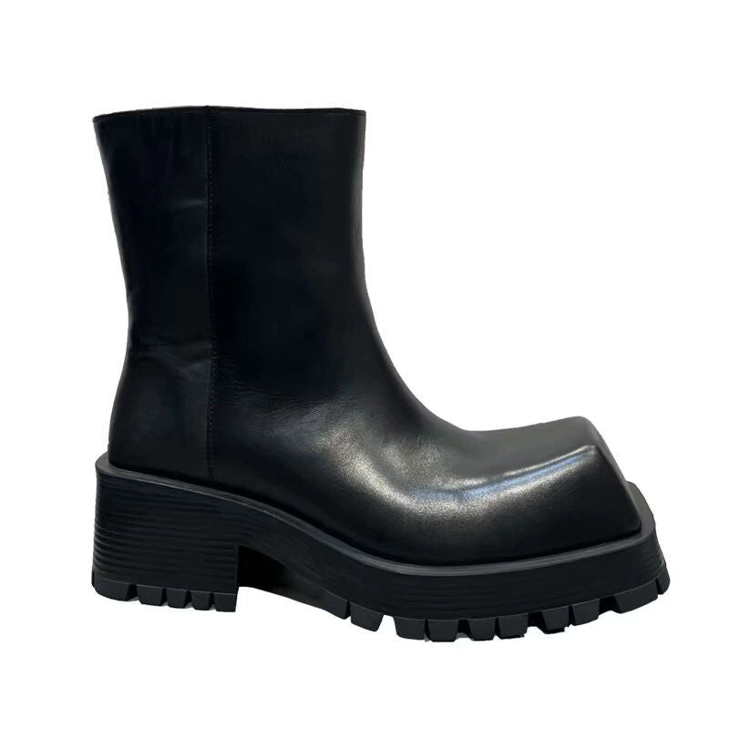 Women's & Men's Squared Head Platform Chelsea Niche Ankle Boots
