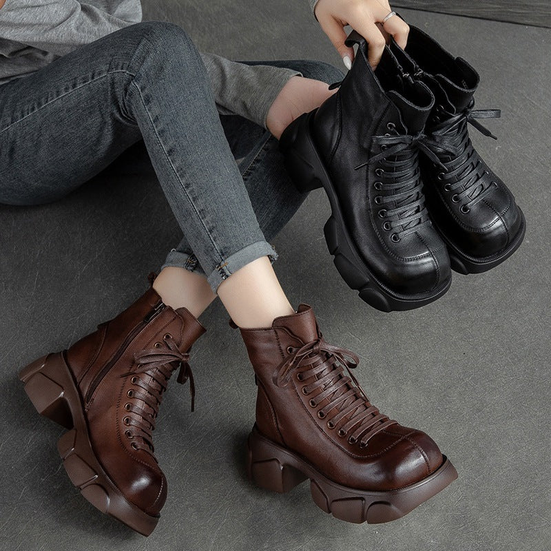 Women's & Men's Shu First Layer Cowhide Retro Style Men's Shoes