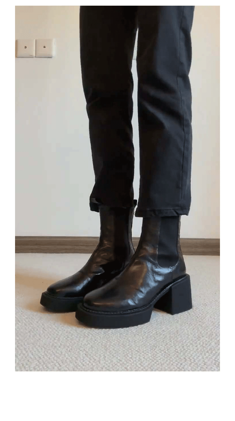 Women's Vintage Crumpled Chunky Ankle Platform Chelsea High Boots