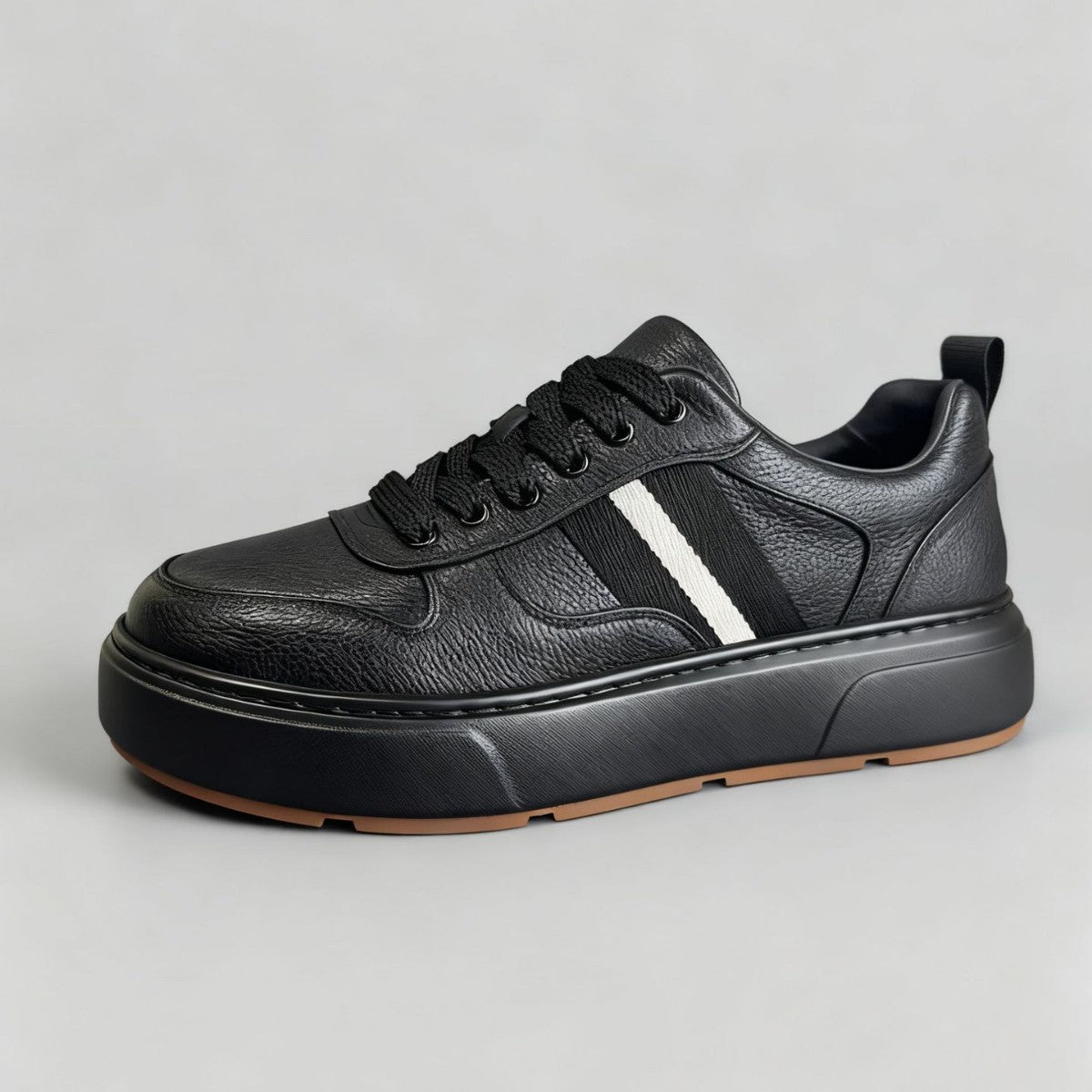 Men's Lace Up Thick Bottom Lychee Pattern White Fashion Men's Board Shoes